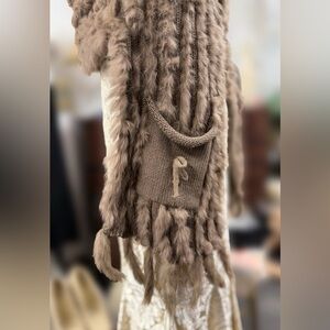 Genuine Fur Wrap Stole Shrug Vest w/ Pockets by Mischa Barton